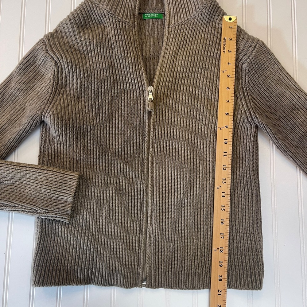 Vintage United Colors Benetton ITALY Wool Blend Full Zip Cardigan Sweater Small - Picture 4 of 7